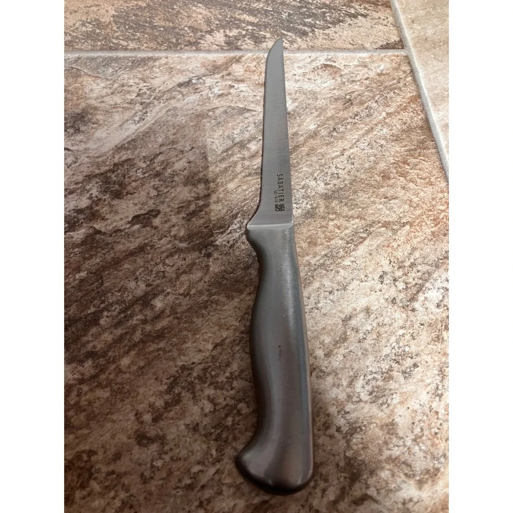 Sabatier Stainless Steel 6 inch Utility  with Sheath Silver All Metal 10.75